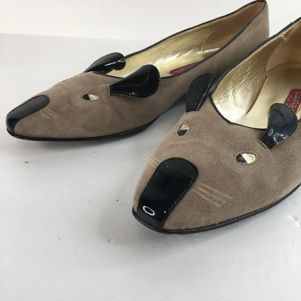 Carel Paris Mouse Tan Suede Leather Flats Size 39.5